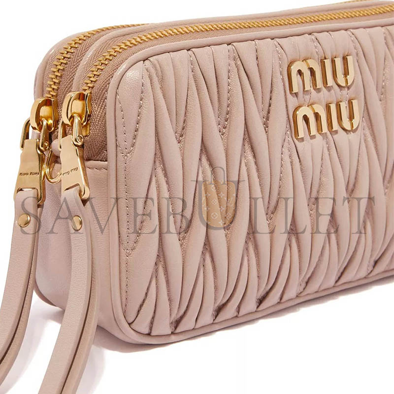 MIU MIU MATELASSE NAPPA LEATHER DOUBLE-LAYER CROSSBODY CAMERA BAG 5BP045 (18*10*5cm)
